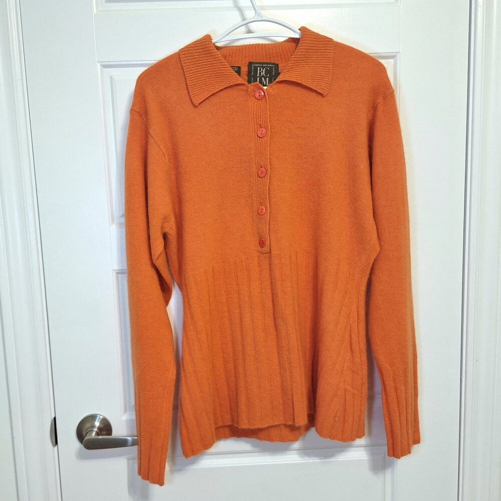 Eye catching orange wool and rabbit hair blend sweater size medium
